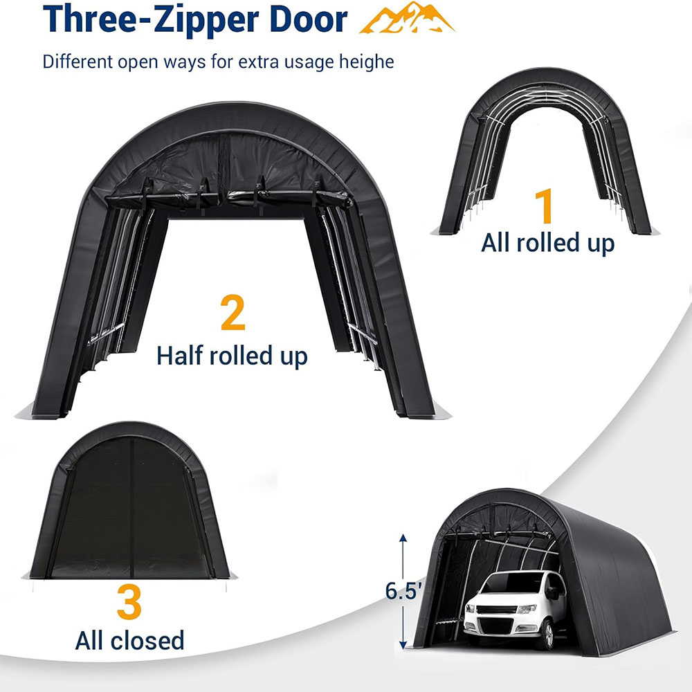 UDPATIO Heavy Duty Carport, Round Portable Garage Waterproof Snow Shelter Storage Shed