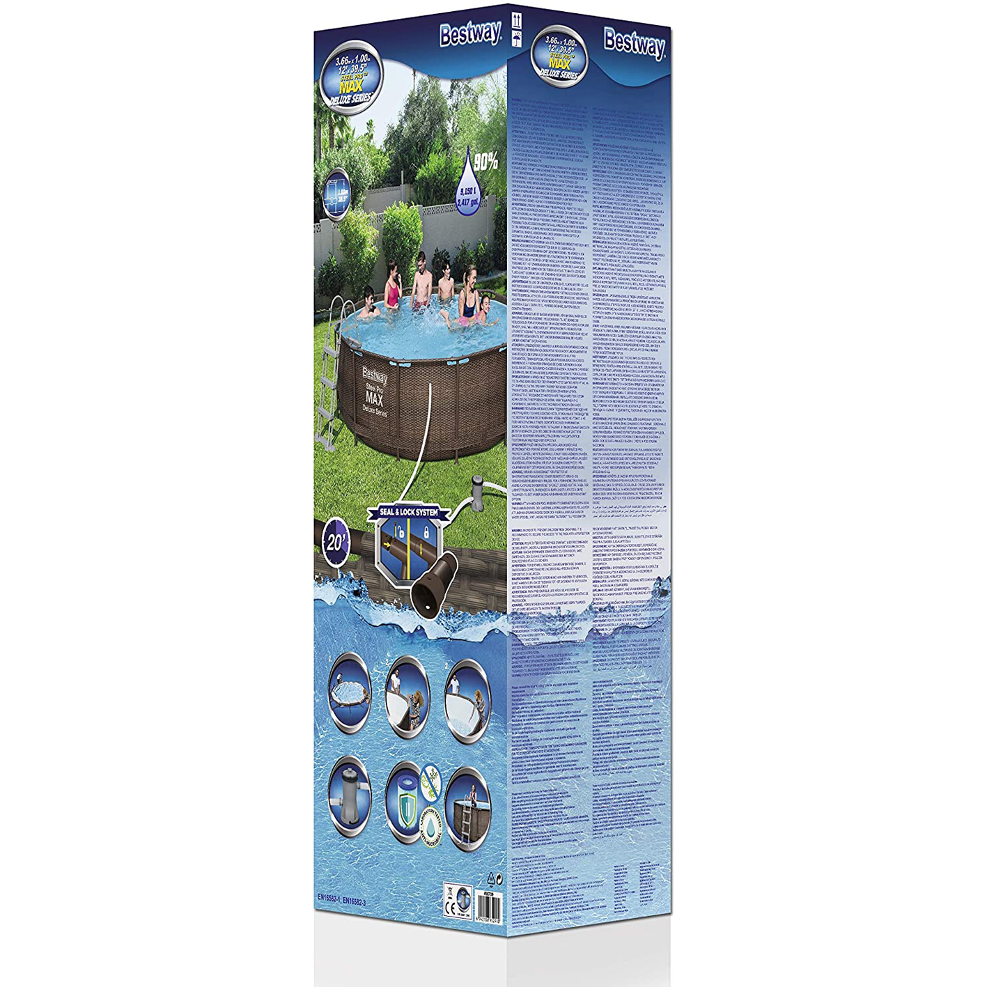 Bestway Steel Pro Max Swimming Pool, with filter pump, rattan print, 12ft