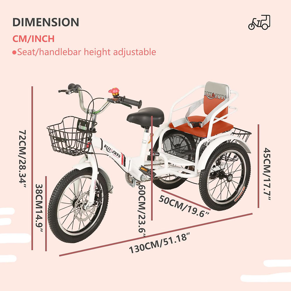 16 inch Trike Kids Tricycle Kids Trike for Ages 3+ Beginner Riders