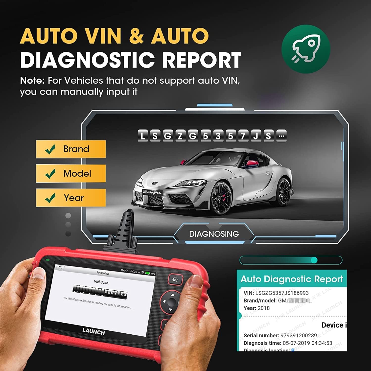 LAUNCH OBD2 Scanner CRP129X Car Code Reader Scan Tool for ABS SRS Transmission Engine Diagnostic, Oil Reset, EPB/SAS/TPMS Reset and Throttle Matching Android Based WiFi AutoVIN Free Update