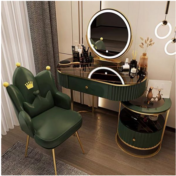 【Furniture】【BS】Cosmetic Dressing Table with Mirror, Bedroom Dressing Table Stool Cover, Dressing Table Set