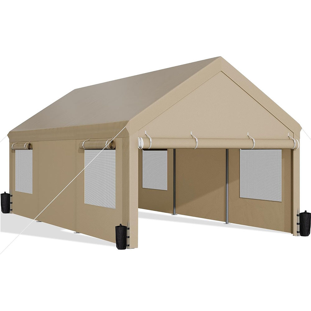 JAMFLY carport, heavy duty car canopy with roller shutters, portable garage