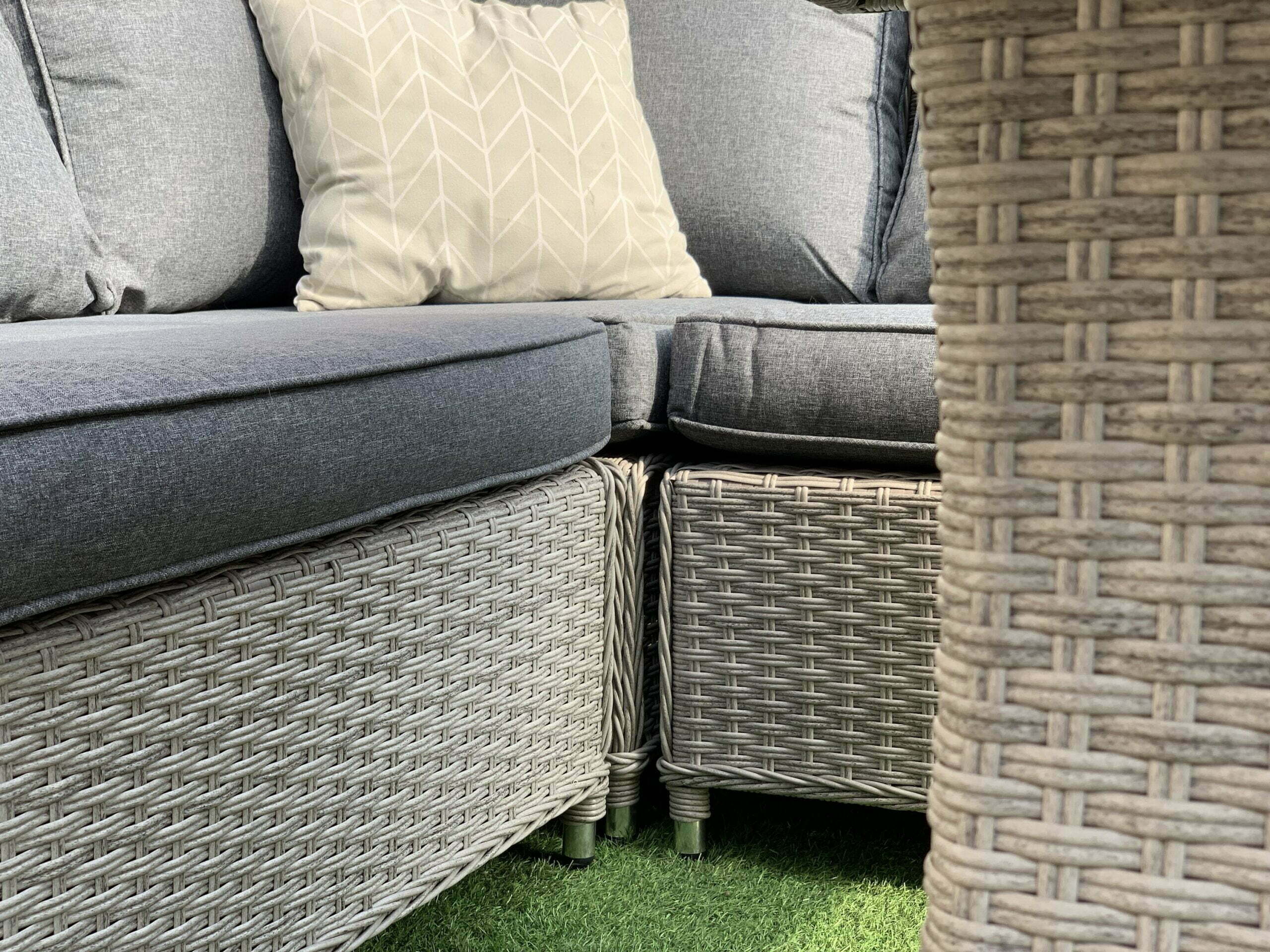 Rattan Corner Firepit Dining Patio Set 8 Seater