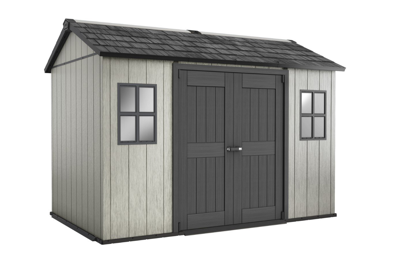【Storage Shed】Outdoor Plastic Garden Storage Shed, Grey, 11x7.5 feet