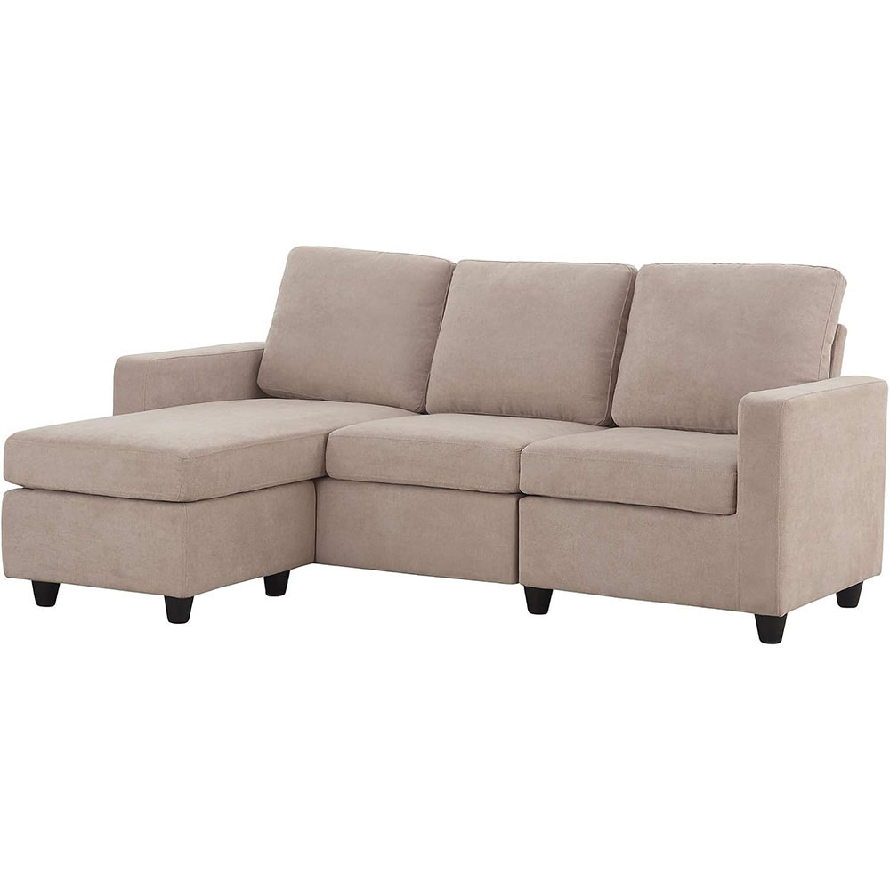 HONBAY L Shaped Couch with Linen Fabric,Convertible, Reversible Sectional Sofa