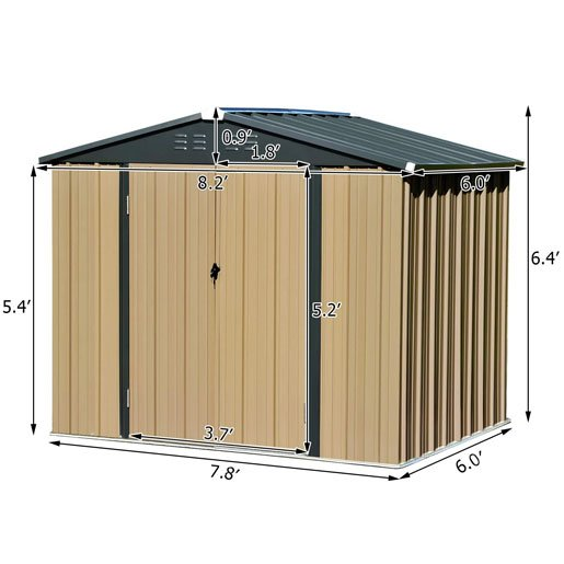 Catrimown 8′ x 6′ Outdoor Storage Sheds, Metal Utility Storage House for Backyard Patio Furniture Garden Lawn Tool, with Lockable Door