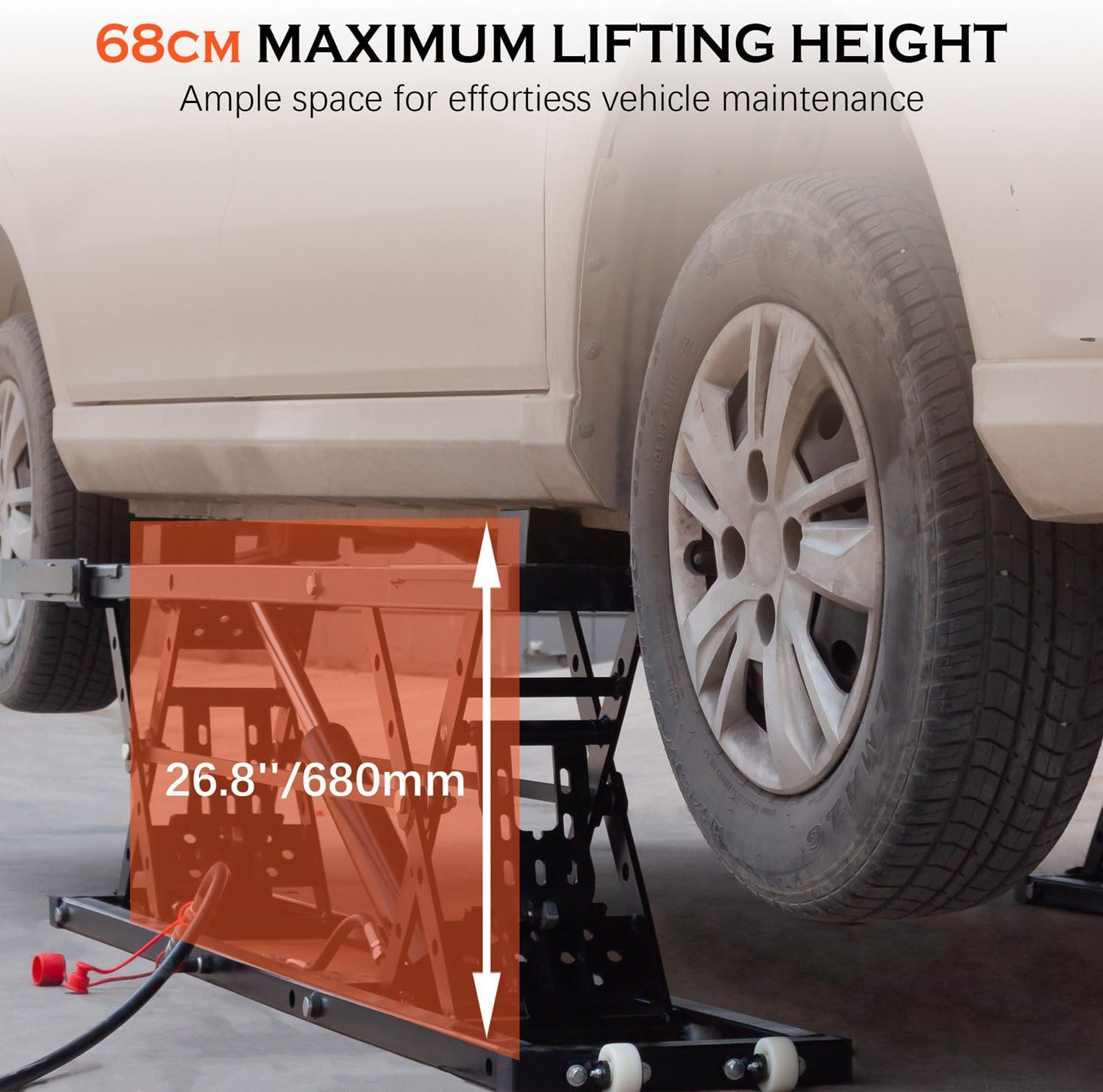 7000LBS Capacity Portable Car Lift, Heavy Duty Vehicle Jack Ramp, Hydraulic Portable for Home Garage, Truck Jack & Car Ramps for SUV, Automobile, Garage Tool with Quick Setup